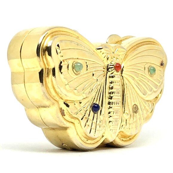 Judith Leiber Butterfly Pillbox gold tone with cabochons Vintage 1985 AS IS - Picture 2 of 16